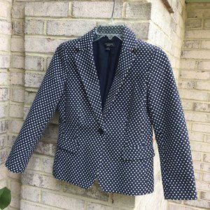 Ann Taylor White Polka Dots On Blue Jacket